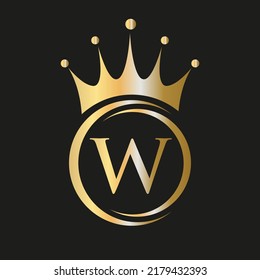Letter W Crown Logo. Royal Crown Logo for Spa, Yoga, Beauty, Fashion, Star, Elegant, Luxury Sign