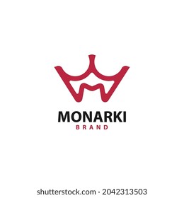 Ilustración del diseño de la plantilla del logotipo de la letra w y la corona Ilustración del icono vectorial
