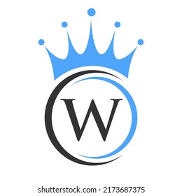 Letter W Crown Logo Template. Royal Crown Logotype Luxury Sign  for Beauty, Fashion, Star, Elegant Symbol