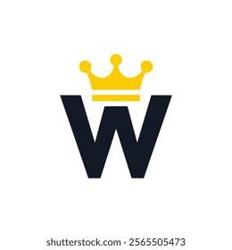 letter W with crown luxury logo vector illustration template design