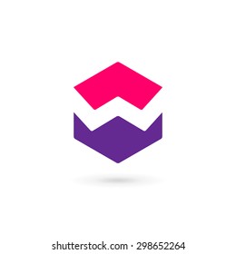 Letter W cube logo icon design template elements