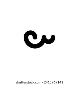 Letter W curve, geometric symbol simple logo vector