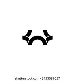 letter W curved and folded simple logo symbol vector