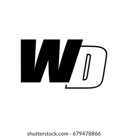 letter W and D logo overlapping black negative