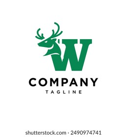 Letra W Deer Head Logo Icon Vector