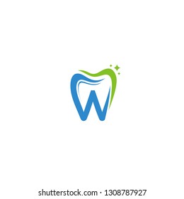 letter w  and dental icon - Vector 
