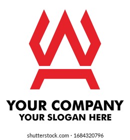 Letter W and A design concept. Simple and sharp logo