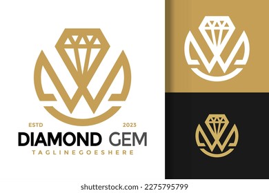 Letter w diamond gem logo vector icon illustration