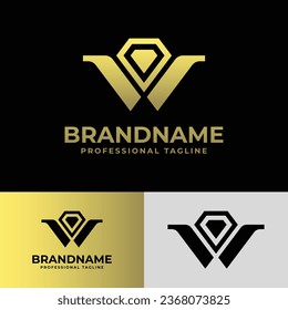 Logotipo de la letra W Diamante, adecuado para cualquier negocio relacionado con Diamante con W inicial.