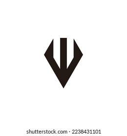 Letra W diamante, símbolo geométrico único vector de logotipo simple
