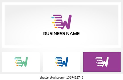 Letter W Digital Data Logo