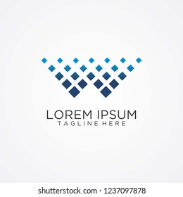 Letter W digital logo design
