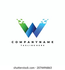 letter w digital logo in gradient style