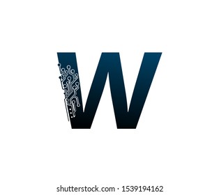 Letter W Digital Network , Technology and digital abstract line connection vector logo. (sign, symbol, icon, design element). New Technology design.
