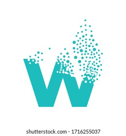 Carta W dispersándose en una nube de burbujas.