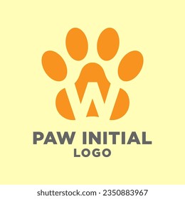 letter W dog paws initial vector logo design