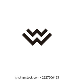 Letter W double line, square geometric symbol simple logo vector