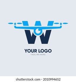 Ilustración de emblema gráfico del vector de diseño del logotipo Drone W 