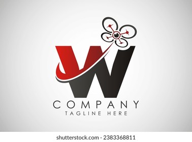 Letter W drone Logo Design Vektorvorlage. Logo-Symbol für Drone-Technologie