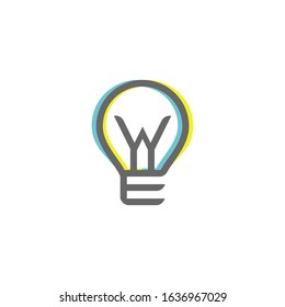 letter W E and a light bulb logo template