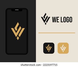 Letter W E logo design. creative minimal monochrome monogram symbol. Universal elegant vector emblem. Premium business logotype. Graphic alphabet symbol for corporate identity