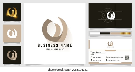 Letter w or e monogram logo with business card design