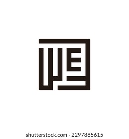 Letter W and E number 3 square, unique geometric symbol simple logo vector