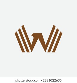 letter W eagle falcon hawk luxury logo design