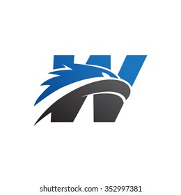 letter w eagle head logo blue