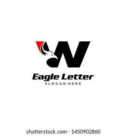 letter W eagle head red and black logo.