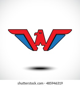 Letter W eagle head. Vector illustration 