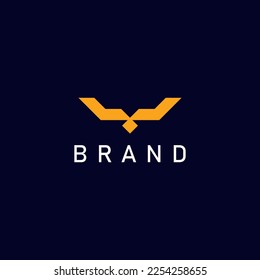 Letter W Eagle Logo Design illustration with Golden Color