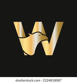 Letter W Eagle Logo Design. Transportation Symbol Vector Template