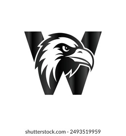  Letter W Eagle Logo Design Vector Template.