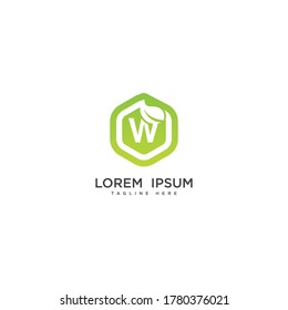 Letter W eco leaf logo icon design template elements