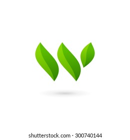 Letter W eco leaves logo icon design template elements
