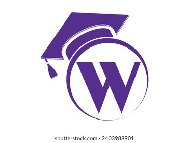 Letter W Education and graduation Logo Design Vector Template. 
