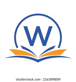 Letter W Education Logo Book Concept. Training Career Sign, University, Academy Graduation Logo Template Design