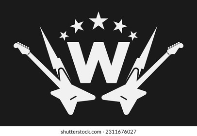 letter W electric guitar vector logo design