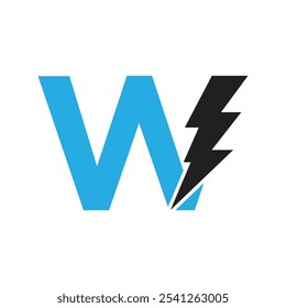 Letra W Para Combinación De Logotipo Eléctrico Con Icono De Perno De Trueno De Relámpago. Diseño de Logo Power