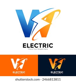 Letter W Electric Logo vector design. Suitable for initial Lightning Bolt,  corporate, technology, and poster illustration symbol