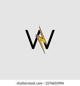 Letter W Electrical Bolt logo icon. Design concept Abstract techno thunder bolt  with letter W for corporate, technology, initial , community and more technology brand identity.