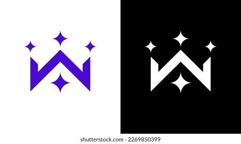 letter w and elegant crown jewelry logo monogram vector icon Design template