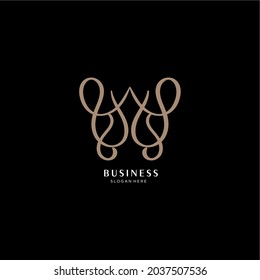 letter W elegant line. The letter W line pattern is luxurious and simple