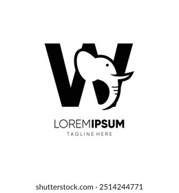 Letter W Elephant Logo Design Vector Icon Graphic Emblem Illustration Symbol