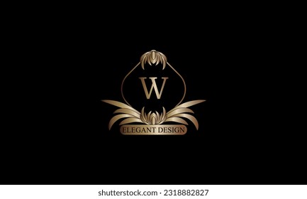 Letter W emblem calligraphic monogram template. Luxury elegant logo design. Vector illustration for projects for cafes, hotels, heraldry, restaurants, boutiques
