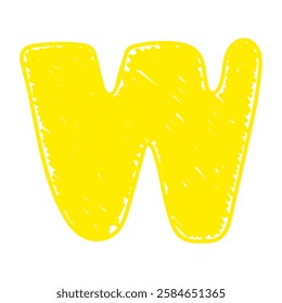 The letter W of the English alphabet. A children's alphabet with hand-drawn letters. The ABC. For educational banners, kindergartens, and book covers