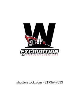 Letter W excavator logo concept template vector.