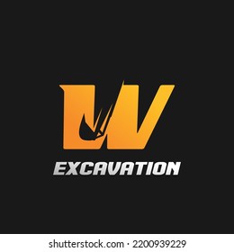 Letter W excavator logo concept template vector.