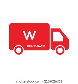 Letter  W Express Delivery Logo Truck icon Freight, delivery symbol. Vector illustration.
